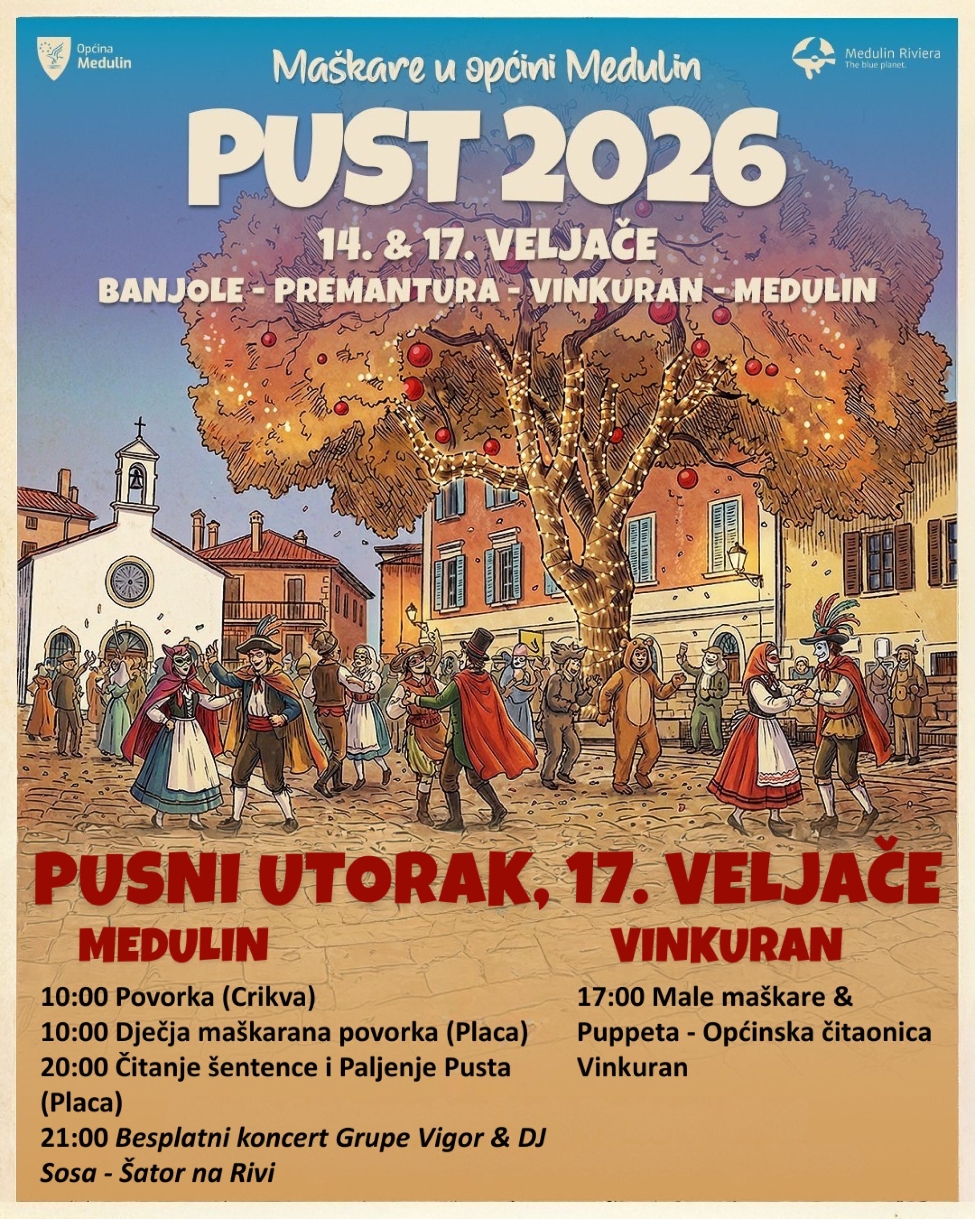 Odlična vremenska prognoza i još bolji program za Pusni utorak u Medulinu!